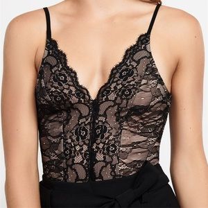 BNWT Dynamite Black/Nude Lace Bodysuit Size XS